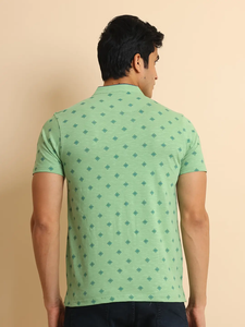 T-shirt élégant à demi-manches Design unique de poche en os Col mandarin imprimé 100% coton Coupe régulière pour tous les jours Confortable - Product Image 6