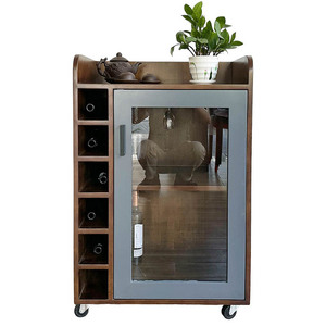 Natural Wood Solid <b>Wine</b> Cabinet Portable Mini - Product Image 2