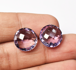 Améthyste naturelle ronde, taille briolette, 15 carats, paires, 14x14x6 mm - Product Image 4