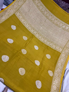 Sari Banarasi Tassur Kadhwan traditionnel, artisanal et pur, tissé à la main, en tissu haut de gamme, pour tenue de fête ethnique, protection solaire - Product Image 5
