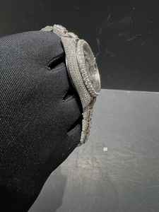 Reloj Mecánico de Lujo para Hombre, de Acero Inoxidable, Totalmente Blanco, Esfera de 41 mm, Diamante Moissanite VVS1, Completamente Engastado, con Fecha, Estilo Antiguo - Product Image 3