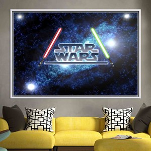 Impresión en Lienzo de Star Wars: Decoración Icónica de la Película para Habitación de Niños, Lienzo con Marco Blanco - Product Image 1