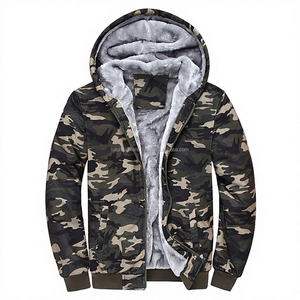 Sudadera con capucha en blanco personalizada Unisex, sudaderas con capucha cálidas de invierno con cremallera térmica completa, sudaderas con capucha de algodón 100% para hombre, mezcla de algodón básica - Product Image 1