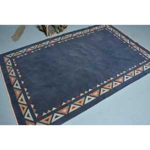 Alfombra Turca de 4.8x7.4 pies, Alfombra Vintage, Alfombra de Lana con Puntos Azules y Rojos - Product Image 2