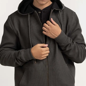 Sudadera con capucha con cremallera para hombre hecha en fábrica de embalaje personalizado de color único personalizable en todos los tamaños y colores tarifa al por mayor OEM 2025 - Product Image 4