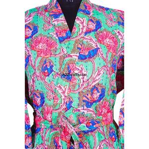 Nuevo Kimono de Algodón 100% de Alta Calidad con Estampado Floral Digital, Cuello en V y Largo Completo para Mujer - Product Image 5