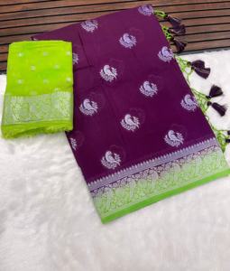 Sarees de mariage pakistanais indien Sarees en soie pure indienne du sud Kanchipuram Handloom tissage Saree en soie - Product Image 5