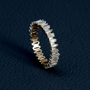 Precio justo Diseño indio 14K Oro amarillo Baguette Diamante Hermoso anillo elegante - Product Image 1