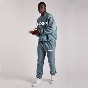 Unisex Customizable 100% Cotton <b>Crewneck</b> Sweatsuit Plus Size Sweatshirt Pant with Private Logo Label From China - Product Image 3