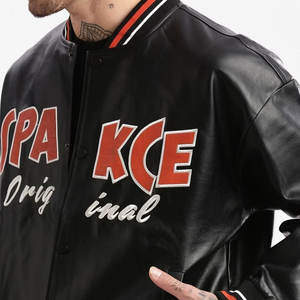 Veste en cuir véritable pour homme, taille plus, design unique, col montant, logo sur le devant, écologique, vintage, vente chaude - Product Image 4