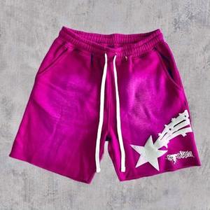 Pantalones cortos de chándal para correr informales de alta cantidad para hombre, logotipo estampado de soplo de algodón 100%, etiqueta de socorro lavada con ácido, efecto de decoloración solar - Product Image 4