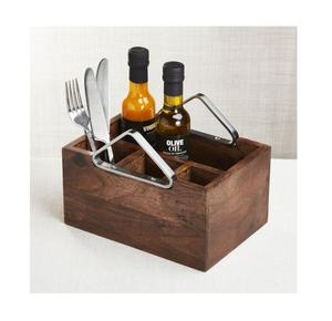 Caddy de madera con acabado rústico, fabricante al por mayor, diseño personalizado, hecho a mano - Product Image 4