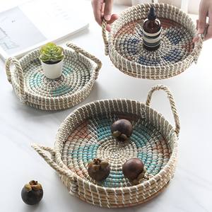 Plateau de luxe en herbe de mer pour servir des fruits secs, des collations, du thé, du café, accessoire de haute qualité, plateaux en herbe de mer - Product Image 3