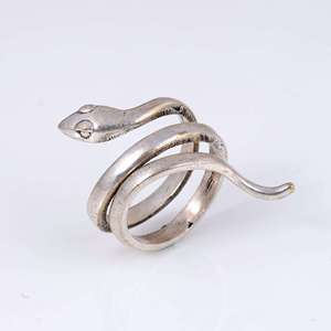 Unique Design <b>Gothic</b> Snake <b>Ring</b> Boho Brass Band for Women Silver Plated Animal Serpent Wrap Spiral Jewelry for Wholesale OEM ODM - Product Image 6