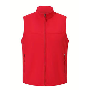Chaleco de concha suave de alta calidad para hombre, chaleco Softshell impermeable sin mangas con cremallera y cuello levantado de Color rojo con bolsillo con cremallera - Product Image 1
