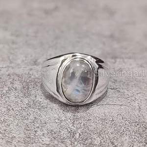 Bague pour homme en argent sterling 925, nouvelle arrivée, pierre de lune arc-en-ciel naturelle, pierre de naissance de juin, bijoux de Noël, vente en gros - Product Image 2