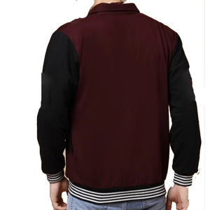 Blouson d'université noir marron personnalisé blouson bombardier de baseball pour hommes uniforme universitaire streetwear vêtements d'extérieur OEM ODM vente en gros - Product Image 2