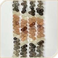 Perles Briolette Facettées en Pierre de Lune Naturelle Multi-Colorée de Haute Qualité AAA, Taille de Brin 8 Pouces, 6-9 MM, Certifiées CMA Alif