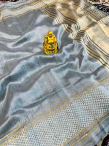 ส่าหรีผ้าไหมที่มีขอบทอสีทองซาริสำหรับงานแต่งงานและปาร์ตี้เสื้อผ้าอินเดียและปากีสถาน - Product Image 3