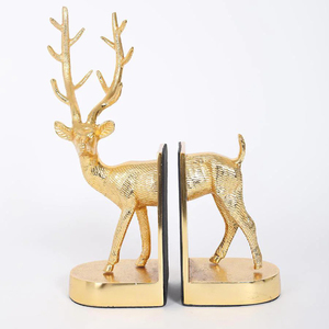 <b>Nickel</b> Finished Reindeer Head Metal Bookend With Wooden Base 2025 Best Selling Luxury Home And Office Table Organizer Bookend - Product Image 5