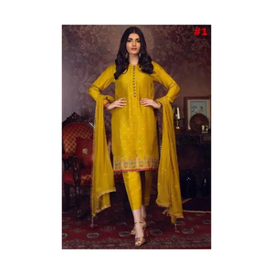 Robes de luxe de designers pakistanais costumes fantaisie Collection Chiffon Costumes 2 pièces Robe femmes vêtements pakistanais vêtements mehndi - Product Image 1