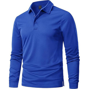 Camiseta de Manga Larga para Hombre, Color Sólido, Tejido de Punto, Spandex/Algodón, Estilo Formal, Azul, Corte Regular, 180g - Product Image 6