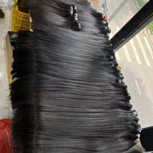 Tissage de cheveux humains vietnamiens vierges droits à double tissage, cuticules noires naturelles alignées 100g Extensions de cheveux - Product Image 6