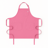 Tablier rose avec 3 poches en coton, lavable en machine, pour la cuisine et l'usage quotidien