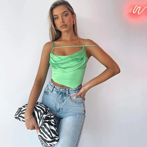 Breathable Silk <b>Tank</b> <b>Top</b> Ladies One Size Crop <b>Spaghetti</b> <b>Straps</b> Gym Vest Casual Short 3D Printed Decoration - Product Image 6