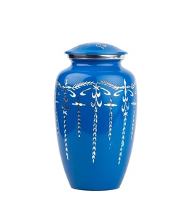 Urnas de cremación para cenizas humanas-Urna funeraria masculina adulta hecha a mano-Urna asequible de corte de diamante para cenizas (cobalto) - Product Image 1