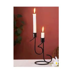 Porte-bougie double en métal de designer avec travail sculpté, adapté aux maisons traditionnelles, aux fonctions religieuses et aux cérémonies - Product Image 4