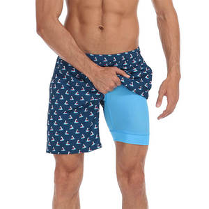 Logo personnalisé impression par sublimation Designer vêtements de course pour hommes short de bain réactif à l'eau avec short de compression livraison DDP - Product Image 2