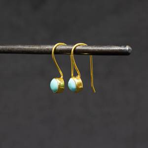 Boucles d'oreilles élégantes en argent sterling massif 925 petites pierres précieuses turquoise pierre de naissance de décembre pour les fêtes beaux nouveaux derniers cadeaux - Product Image 3