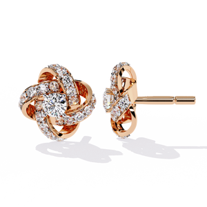 Pendientes Geométricos de Oro Rosa de 18K con Diamante Cultivado en Laboratorio para Boda y Compromiso - Product Image 3