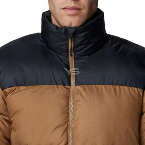 Chaqueta acolchada impermeable de peso pesado a prueba de viento con cierre de cremallera transpirable patrón sólido abrigo de invierno de talla grande - Product Image 4