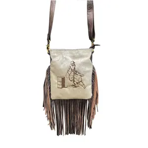 Leather Crossbody Bag with hair on cowhide with barrel racer brand Top Indian Manufacturer & Supplier