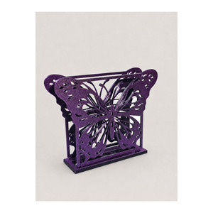 Porte-serviettes décoratif en plastique à motif de papillon moderne imprimé en 3D, décoration de table violette - Product Image 3