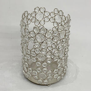 Gold Interior Metal Votive Candle Holder Decorative Christmas <b>Ornament</b> Round Shape Golden Plated <b>Crystal</b> Votive Home Decorative - Product Image 2