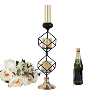 Support de pilier de bougie de forme hexagonale avec votive en verre pour la décoration de mariage - Product Image 2