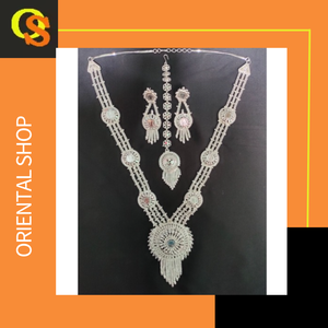 Collier Boucles d'oreilles en plaqué argent en vrac Ensemble Tikka avec ensemble de bijoux de style luxueux à vendre par les exportateurs indiens - Product Image 4