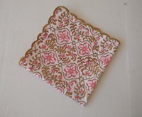 Ensemble de serviettes carrées florales modernes faites à la main en Inde, en coton réutilisable, personnalisables, bordure festonnée, broderie, mariage