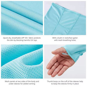 Ropa de pesca de manga larga personalizada UPF 50, camisas de pesca con capucha para hombres, protección UV, Sudadera con capucha de pesca enmascarada de secado rápido - Product Image 3