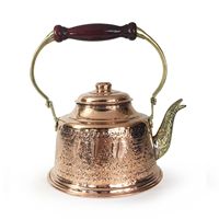 Théière en cuivre martelé à la main, gravée, écologique, style antique, 1650 ml, pour café et thé, idéale pour hôtels et restaurants, marque Shark Anatolia, fabriquée en Turquie (Maraş)