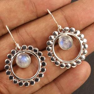 Rainbow Moonstone Gemstone <b>Earrings</b> 925 Sterling <b>Silver</b> <b>Drop</b> <b>Earrings</b> Trendy Party Women - Product Image 2