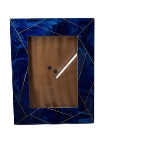 Handmade Blue Resin Resin Bone Inlay <b>Photo</b> <b>Frame</b> Geometric Brass Brass Wire <b>Picture</b> <b>Frame</b> Modern Home Decor - Product Image 1