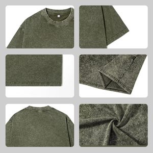 เสื้อยืดวินเทจโอเวอร์ไซส์ทรงหลวมเข้ารูปสำหรับผู้ชายเสื้อผ้า100% ซักด้วยกรดผ้าฝ้ายออกแบบได้ตามต้องการ - Product Image 4