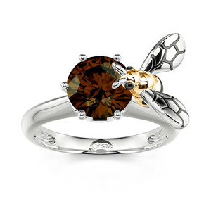 Anillo de Compromiso de Plata de Ley con Diamante Tallado Redondo en Forma de Panal de Abeja, Jeulia Hug Me You Are My Sunshine - Product Image 3