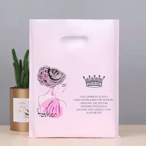 Vente en gros de sacs en plastique personnalisés avec logo sacs à poignée découpée, sacs à provisions pour épicerie, vêtements, chaussures, accessoires - Product Image 2