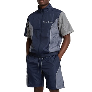 2026 Mens Streetwear 100% Cotton Solid Color Block Gym Wear Breathable Windproof Lightweight Regular Fit Shorts Set - Product Image 1