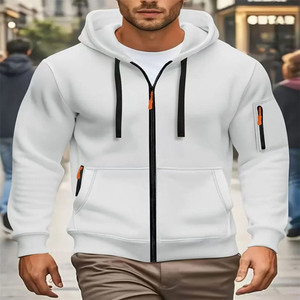 Ventes en gros de sweats à capuche en coton 100% avec fermeture éclair intégrale, logo personnalisé, haute qualité, 300 g/m², impression personnalisée en couleur, sweat à capuche zippé en tissu éponge lavé - Product Image 5